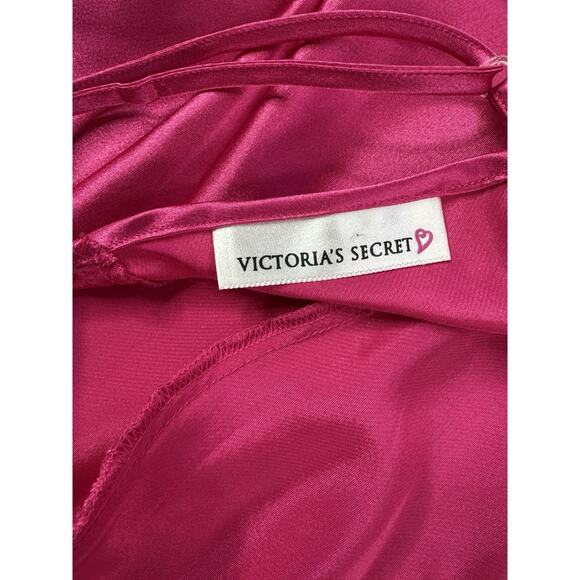 VTG Victorias Secret Y2K Satin Babydoll Slip Dress S Pink lace trim Coquette - Picture 9 of 13